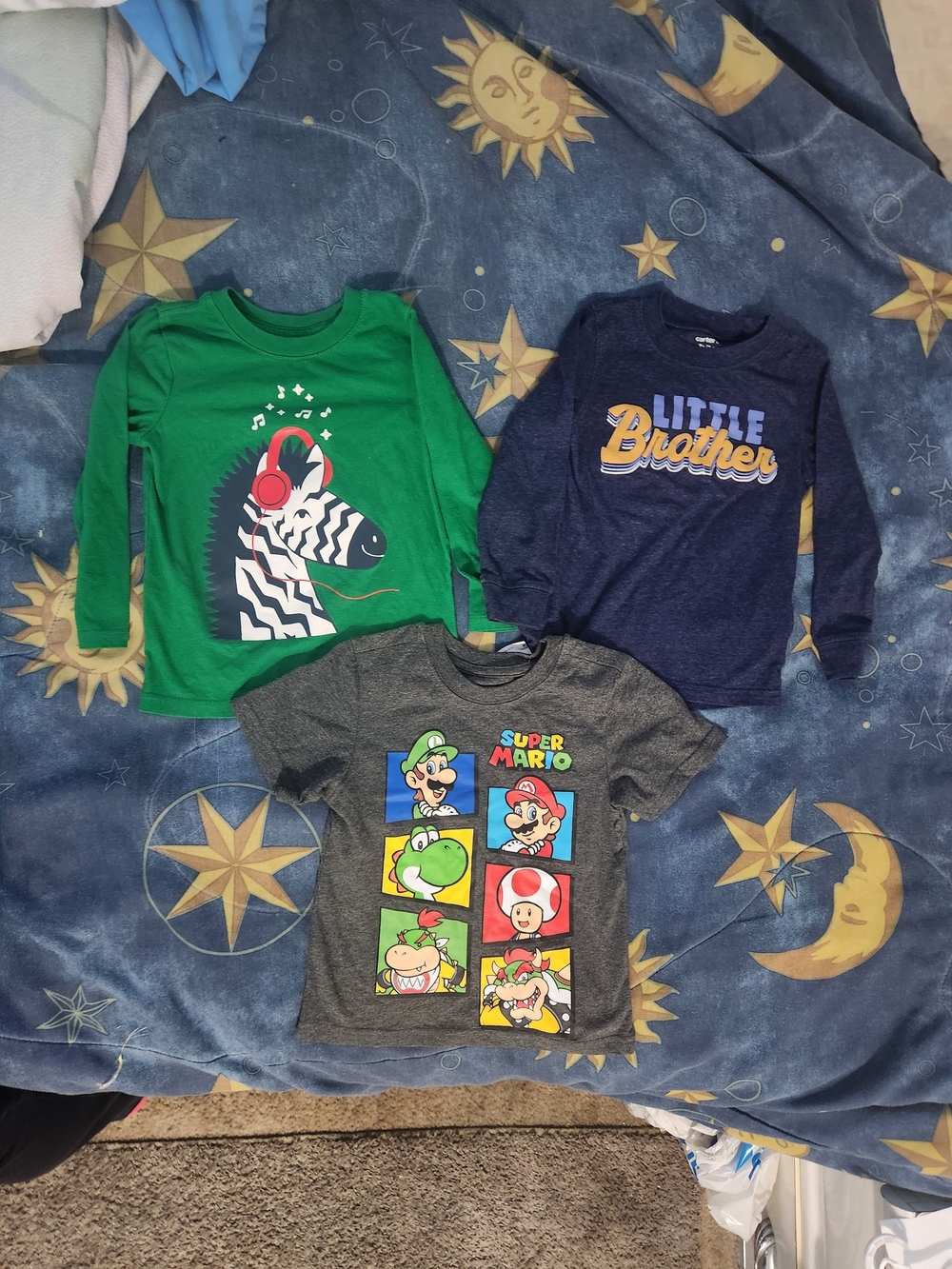 Toddler Boys 3 Set Graphic Tees - Green, Navy & Gray